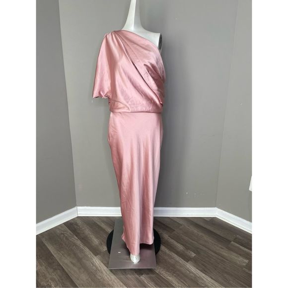 Amsale Draped Satin Pencil Midi-Dress - Picture 6 of 12